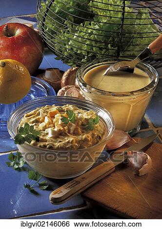 Stock Photograph - English mustard sauces, yogurt mustard, apple mustard, Great Britain. Fotosearch