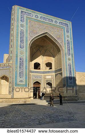 Stock Photo - Entrance Ivan, Ayvon of Kalan, Kalyan, Kalon Mosque, Bukhara, Buchara, Silk Road, Unesco World Heritage Site, Uzbekistan, Central Asia, Asia. Fotosearch