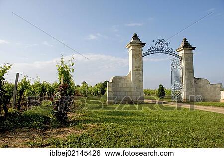 Entrance of a vineyard, Chateau Balestard La Tonnelle, at St Emilion, Gironde, France, Europe View Large Photo Image Stock Photograph - Entrance of a vineyard, Chateau Balestard La Tonnelle, at St Emilion, Gironde, France, Europe. Fotosearch