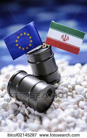 EU flag and flag of Iran in oil drums, symbolic image for an oil embargo by the EU against Iran View Large Photo Image Stock Photo - EU flag and flag of Iran in oil drums, symbolic image for an oil embargo by the EU against Iran. Fotosearch