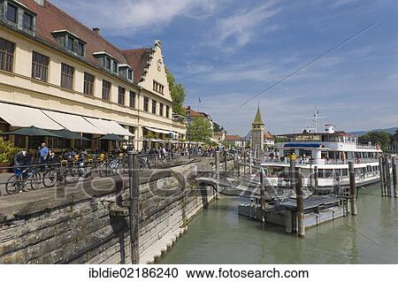 Excursion boats on the lakeside promenade, Lindau, Lake Constance, Baden-Wuerttemberg, southern Germany, Germany, Europe View Large Photo Image Stock Image - Excursion boats on the lakeside promenade, Lindau, Lake Constance, Baden-Wuerttemberg, southern Germany, Germany, Europe. Fotosearch