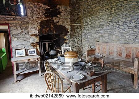 Stock Photo - Famine Cottages, museum, Dingle Peninsula, County Kerry, Ireland, Europe. Fotosearch
