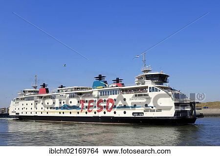 Picture - Ferry in the port of Het Horntje, Texel, The Netherlands, Europe. Fotosearch