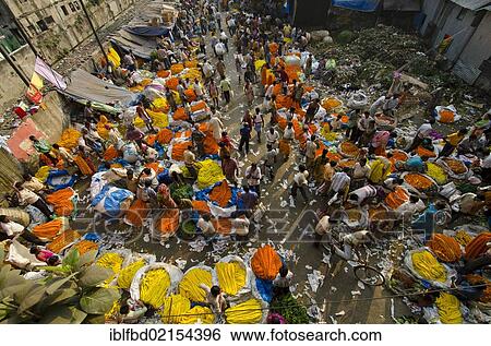 Flower market of Kolkata, West Bengal, India, Asia View Large Photo Image Stock Photograph - Flower market of Kolkata, West Bengal, India, Asia. Fotosearch