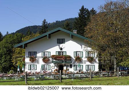 Stock Photo - Forsthaus Adlgass restaurant, Inzell, Upper Bavaria, Germany, Europe. Fotosearch