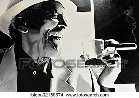 Picture - Francisco Repilado, known as Compay Segundo, musician, 1907-2003, painting, souvenirs, Trinidad, Cuba, Greater Antilles, Caribbean, Central America, America, North America. Fotosearch