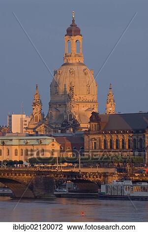 Frauenkirche church seen across the river Elbe, Friedrichstadt, Dresden, Saxony, Germany, Europe View Large Photo Image Stock Image - Frauenkirche church seen across the river Elbe, Friedrichstadt, Dresden, Saxony, Germany, Europe. Fotosearch