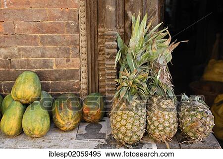Fresh fruit, pineapples, Bhaktapur, Kathmandu Valley, Nepal, Asia View Large Photo Image Stock Photography - Fresh fruit, pineapples, Bhaktapur, Kathmandu Valley, Nepal, Asia. Fotosearch