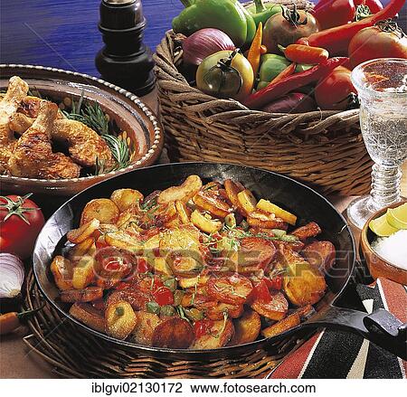 Fried potatoes with paprika, chili and tomatoes, Mexico, North America View Large Photo Image Stock Image - Fried potatoes with paprika, chili and tomatoes, Mexico, North America. Fotosearch