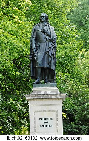 Stock Image - Friedrich von Schiller memorial, Munich, Bavaria, Germany, Europe. Fotosearch