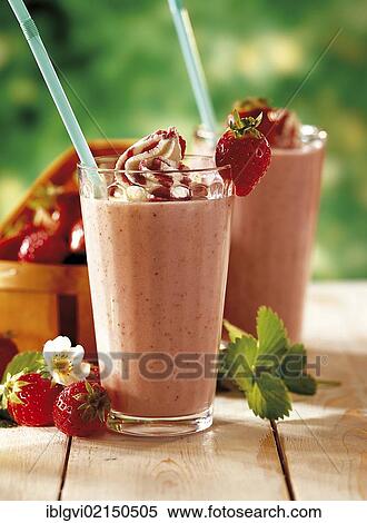 Stock Photography - Fruity strawberry shake, Switzerland, Europe. Fotosearch
