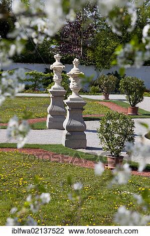 Stock Image - Garden of Seitenstetten Abbey, Mostviertel region, Lower Austria, Europe. Fotosearch