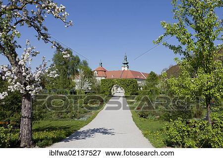 Stock Photo - Garden of Seitenstetten Abbey, Mostviertel region, Lower Austria, Europe. Fotosearch