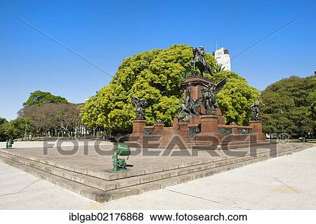Stock Photo - General San Martin Monument, Plaza General San Martin, Buenos Aires, Argentina, South America. Fotosearch