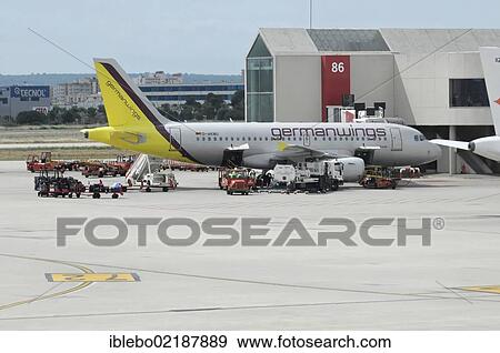 Stock Photo - German Wings D-AKNU Airbus A319-112, Madrid Airport, Madrid, Spain, Europe. Fotosearch