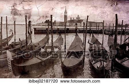 Gondolas, vintage look, San Giorgio Maggiore, Venice, Italy, Europe View Large Photo Image Stock Image - Gondolas, vintage look, San Giorgio Maggiore, Venice, Italy, Europe. Fotosearch