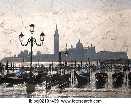 Gondolas, vintage look, San Giorgio Maggiore, Venice, Italy, Europe View Large Photo Image Stock Photo - Gondolas, vintage look, San Giorgio Maggiore, Venice, Italy, Europe. Fotosearch
