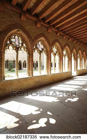 Stock Photography - Gothic abbey church of St. Peter, a former collegiate church and the church of the Benedictine monastery of Gruessau, cloister, Bad Wimpfen im Tal, Baden-Wuerttemberg, Germany, Europe. Fotosearch