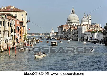 Stock Photography - Grand Canal, Church of Santa Maria della Salute on the right, Venice, Venice, Italy, Europe. Fotosearch