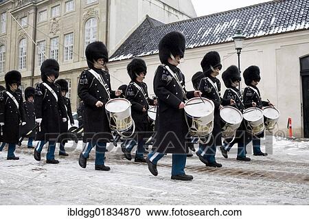 Guards on the way to Amalienborg Palace, Changing of the Guard, Copenhagen, Denmark, Europe View Large Photo Image Stock Image - Guards on the way to Amalienborg Palace, Changing of the Guard, Copenhagen, Denmark, Europe. Fotosearch