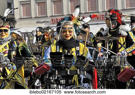 Stock Photography - Guggenmusik, Gmender Gassafetza carnival marching band, 29th International Guggenmusik meeting, 11 February 2012, Schwaebisch Gmuend, Baden-Wuerttemberg, Germany, Europe. Fotosearch