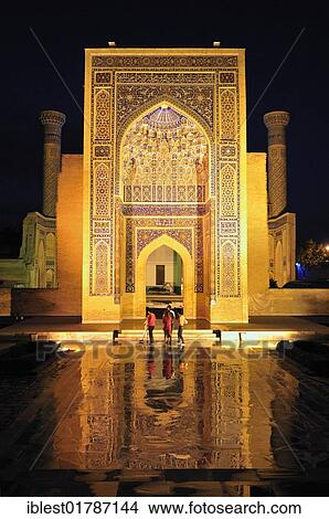 Picture - Gur Emir, Gur-Amir, Guri Amir mausoleum, tomb of Timur, Temur, Tamerlane, Samarkand, Unesco World Heritage Site, Silk Road, Uzbekistan, Central Asia, Asia. Fotosearch
