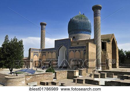 Gur Emir, Gur-Amir, Guri Amir mausoleum, tomb of Timur, Temur, Tamerlane, Samarkand, Silk Road, Uzbekistan, Central Asia, Asia View Large Photo Image Stock Photo - Gur Emir, Gur-Amir, Guri Amir mausoleum, tomb of Timur, Temur, Tamerlane, Samarkand, Silk Road, Uzbekistan, Central Asia, Asia. Fotosearch