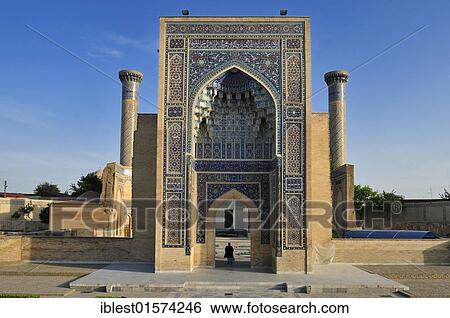 Gur Emir, Gur-Amir, Guri Amir mausoleum, grave of Timur, Temur, Tamerlane, Samarkand, Silk Road, Uzbekistan, Central Asia, Asia View Large Photo Image Stock Photograph - Gur Emir, Gur-Amir, Guri Amir mausoleum, grave of Timur, Temur, Tamerlane, Samarkand, Silk Road, Uzbekistan, Central Asia, Asia. Fotosearch