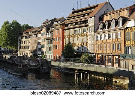 Stock Photo - Half-timbered houses on river Ill, Petite France, tanners' quarter, Strasbourg, Alsace, France, Europe, PublicGround, Europe. Fotosearch