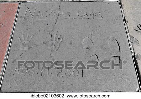 Handprints and footprints of Nicolas Cage, Hollywood Boulevard, Los Angeles, California, USA, North America View Large Photo Image Stock Image - Handprints and footprints of Nicolas Cage, Hollywood Boulevard, Los Angeles, California, USA, North America. Fotosearch