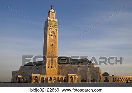 Hassan II Mosque in the morning, Casablanca, Morocco, Africa View Large Photo Image Stock Photo - Hassan II Mosque in the morning, Casablanca, Morocco, Africa. Fotosearch