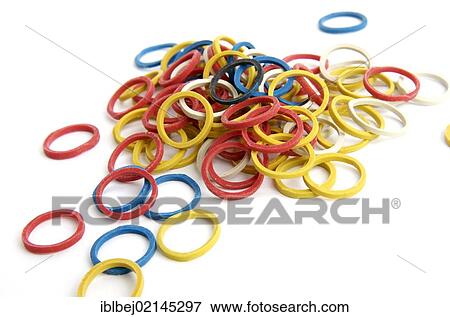 Stock Photo - Heap of small multicolored rubber bands. Fotosearch