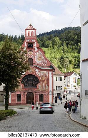 Stock Image - Heilig-Geist-Spitalkirche hospital church, Fuessen, Bavaria, Germany, Europe. Fotosearch