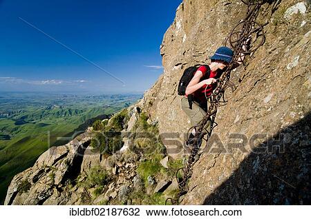 Hiker climbing an iron ladder, Sentinel Hiking Trail, Drakensberg Mountains, KwaZulu-Natal, South Africa, Africa View Large Photo Image Stock Image - Hiker climbing an iron ladder, Sentinel Hiking Trail, Drakensberg Mountains, KwaZulu-Natal, South Africa, Africa. Fotosearch