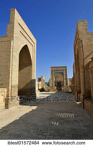 Picture - Historic Chor Bakr memorial complex, Sumitan near Bukhara, Buchara, Silk Road, Uzbekistan, Central Asia, Asia. Fotosearch