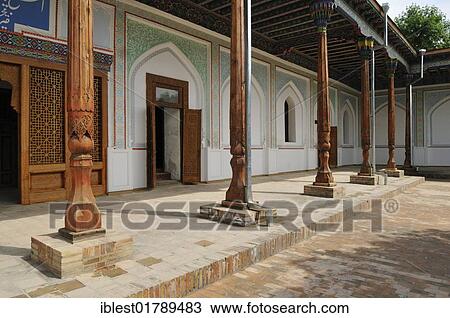 Stock Image - Historic Emir Khudayar Khan Palace, Kokand, Khoqand, Fergana Valley, Silk Road, Uzbekistan, Central Asia, Asia. Fotosearch