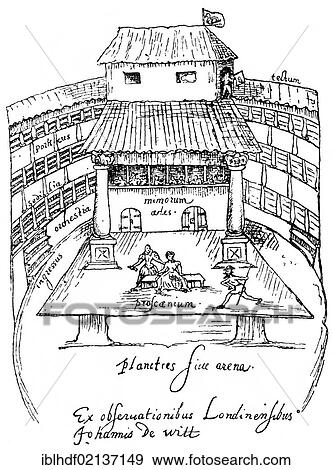 Historical drawing, 1596, interior view of Swan Theatre in London, England View Large Photo Image Stock Photo - Historical drawing, 1596, interior view of Swan Theatre in London, England. Fotosearch
