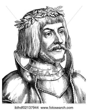 Picture - Historical drawing from the 19th Century, portrait of Ulrich von Hutten, 1488 - 1523, a German humanist. Fotosearch