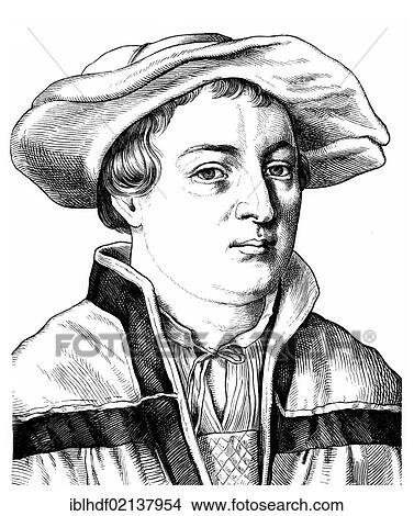 Historical drawing from the 19th Century, portrait by Hans Holbein the Younger, 1497 - 1543, a German painter of the Renaissance View Large Photo Image Picture - Historical drawing from the 19th Century, portrait by Hans Holbein the Younger, 1497 - 1543, a German painter of the Renaissance. Fotosearch