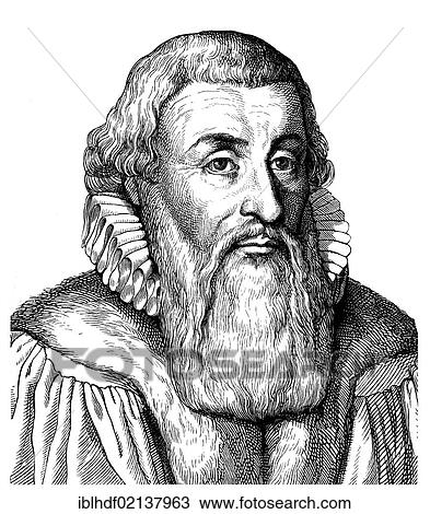 Stock Image - Historical drawing from the 19th Century, portrait of Johann Arnd or Arndt, 1555 - 1621, a German post-Reformation theologian. Fotosearch