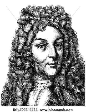 Stock Image - Historical drawing from the 19th century, portrait of Margrave Ludwig Wilhelm von Baden-Baden or Tuerkenlouis, 1655 - 1707, regent of the marquisate of Baden-Baden, lieutenant general and commander of the imperial troops in the Turkish wars. Fotosearch