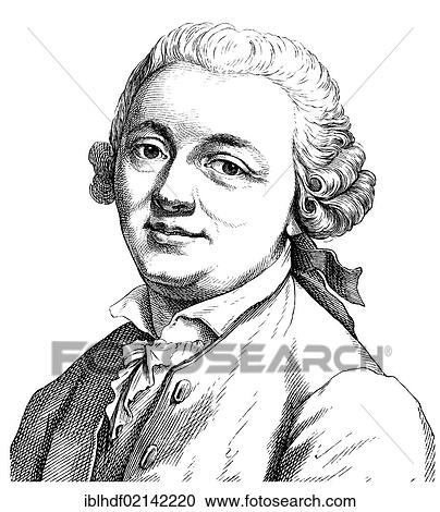 Stock Image - Historical drawing from the 19th century, portrait of Gottlieb Wilhelm Rabener 1714 - 1771, a German writer and publicist of the Enlightenment. Fotosearch