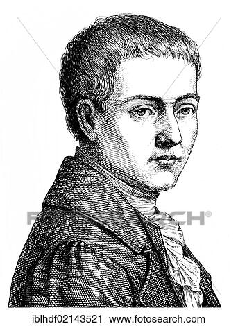 Stock Image - Historical drawing from the 19th century, portrait of Bernd Heinrich Wilhelm von Kleist, 1777 - 1811, a German playwright, storyteller, poet and journalist. Fotosearch