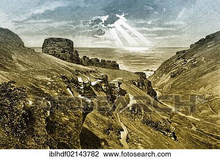 Historical drawing from the 19th Century, ruins of Tintagel Castle from the legendary King Arthur, Tintagel on the coast of Cornwall, England, Europe, digitally altered View Large Photo Image Stock Image - Historical drawing from the 19th Century, ruins of Tintagel Castle from the legendary King Arthur, Tintagel on the coast of Cornwall, England, Europe, digitally altered. Fotosearch