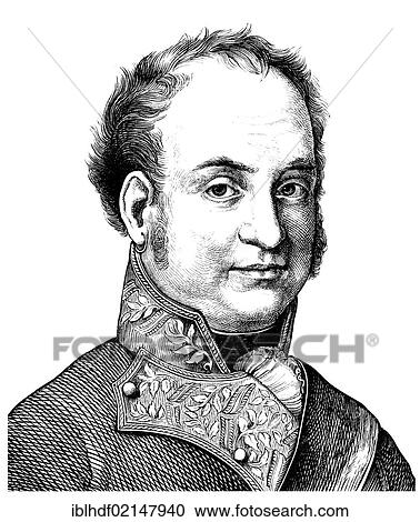 Stock Image - Historical drawing from the 19th Century, portrait of Maximilian I Maria Michael Johann Baptist Franz de Paula Joseph Kaspar Ignatius Nepomuk, 1756 - 1825, as Maximilian IV Duke of Bavaria, Count Palatine of the Rhine, Duke of Juelich and Berg and.... Fotosearch