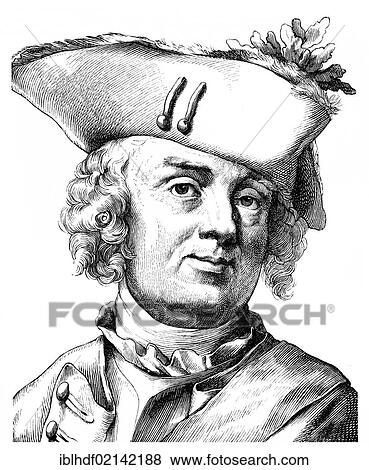Stock Photo - Historical drawing from the 19th century, portrait of Curt Christoph Graf von Schwerin, 1684 - 1757, Prussian Field Marshal, General of Frederick II. Fotosearch