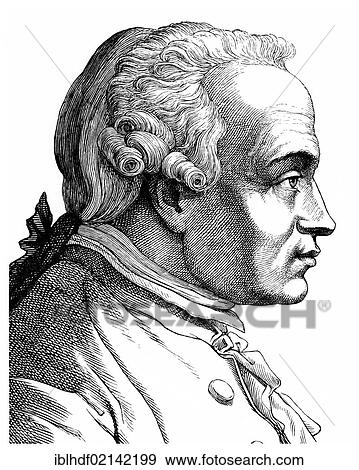 Stock Photo - Historical drawing from the 19th century, portrait of Immanuel Kant, 1724 - 1804, a German philosopher of the Enlightenment. Fotosearch