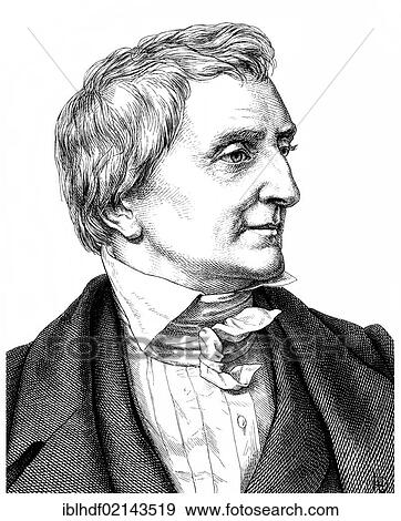 Stock Photo - Historical drawing from the 19th century, portrait of Friedrich Christoph Schlosser, 1776 - 1861, a German historian. Fotosearch