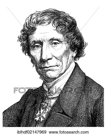 Stock Photo - Historical drawing from the 19th Century portrait by Franz Karl Leopold von Klenze, 1784 - 1864, a German architect, painter and writer. Fotosearch