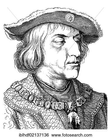 Historical drawing from the 19th Century, portrait of Maximilian I von Habsburg, known as the last knight, 1459 -1519, duke of Burgundy, German king, Archduke of Austria and Emperor of the Holy Roman Empire View Large Photo Image Stock Photograph - Historical drawing from the 19th Century, portrait of Maximilian I von Habsburg, known as the last knight, 1459 -1519, duke of Burgundy, German king, Archduke of Austria and Emperor of the Holy Roman Empire. Fotosearch